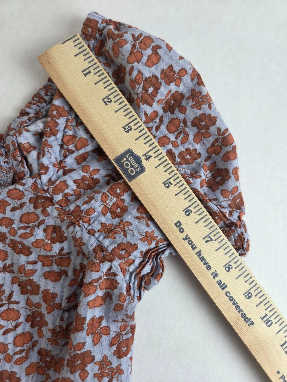 Madewell Rust Floral Square-Neck Puff Sleeve Blouse